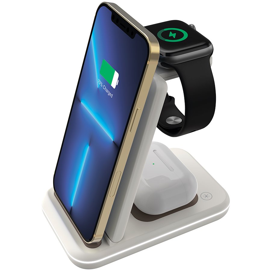 CANYON WS-304,  Foldable  3in1 Wireless charger, with touch button for Running water light