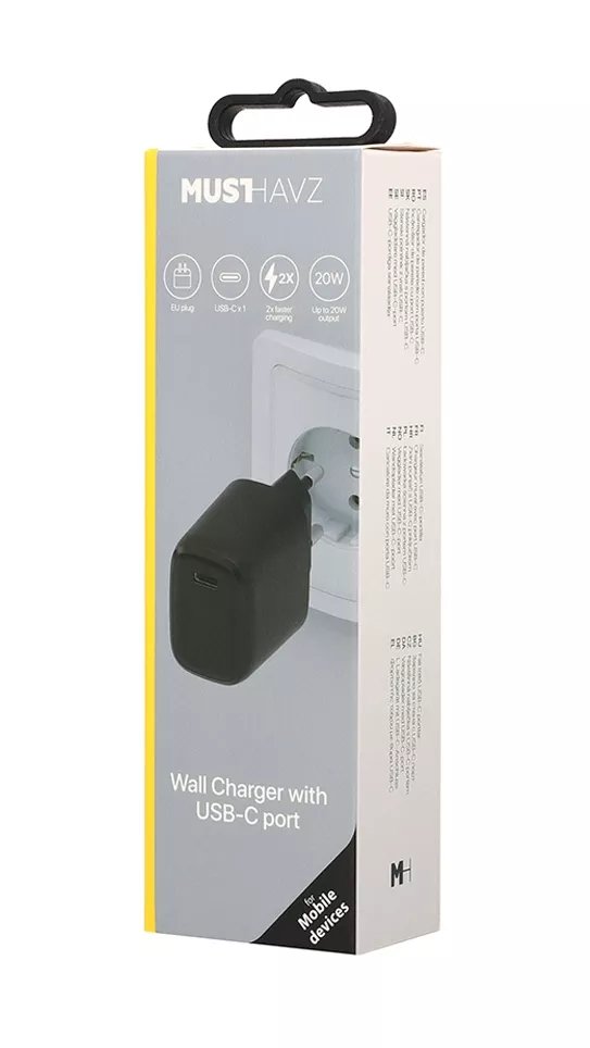 Travel Charger 20W USB-C By Musthavz  Black