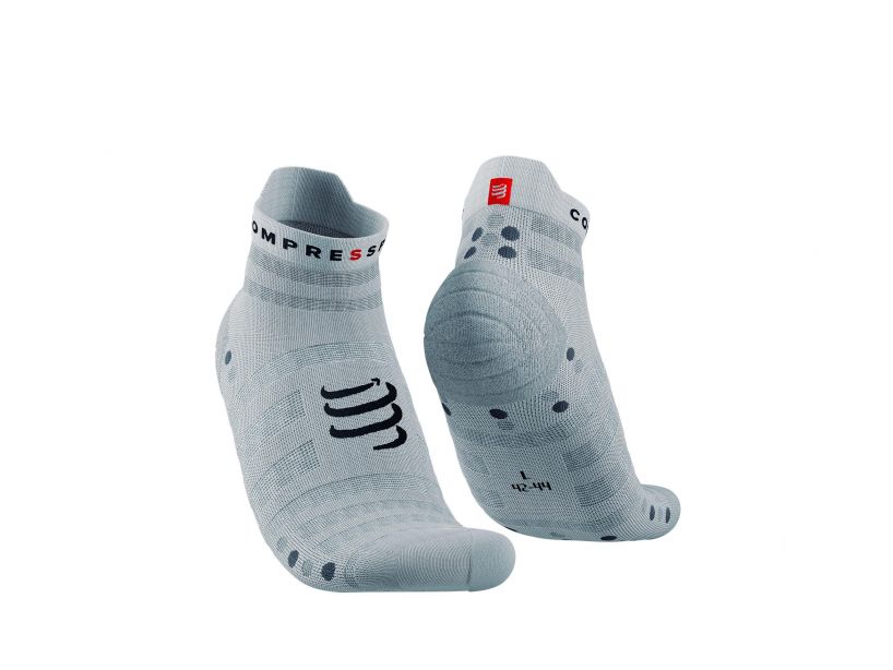 COMPRESSPORT PRO RACING SOCKS V4.0 ULTRALIGHT RUN LOW - WHITE/ALLOY