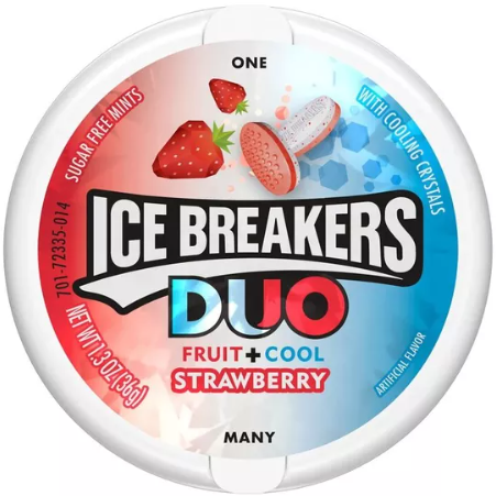 Pastilės ICE BREAKERS DUO (STRAWBERRY), 36g Pastilės ICE BREAKERS DUO (STRAWBERRY), 36g