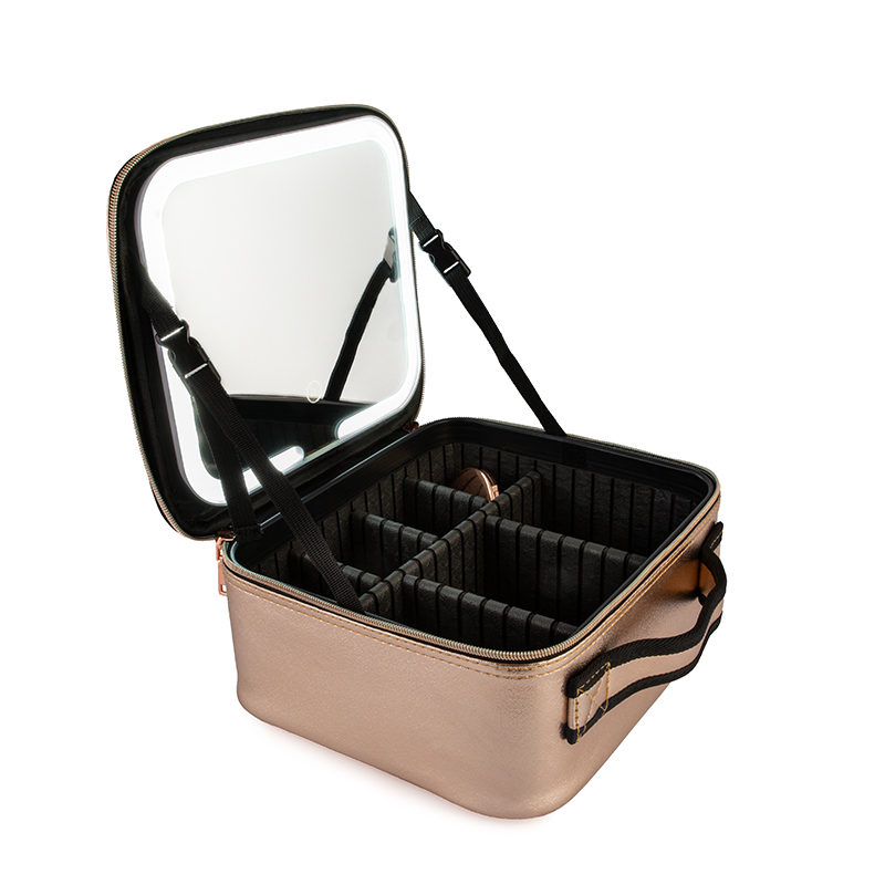 Lagaminas makiažo priemonėms Osom Professional Cosmetic Case With Lighted Mirror OSOMP040RG, rožinės aukso spalvos