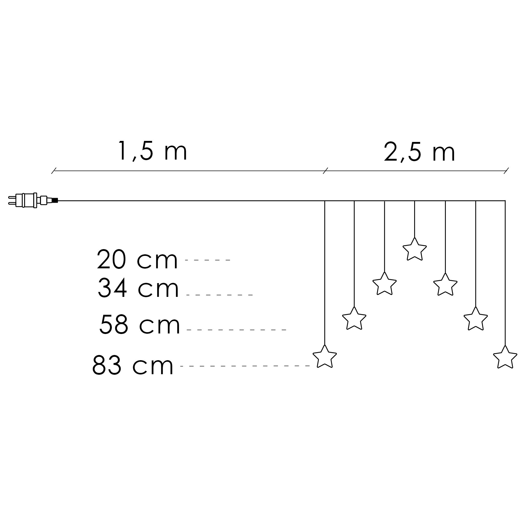 Gaismas aizkars Springos CL4139, 70 LED, žvaigždučių, šiltai balta