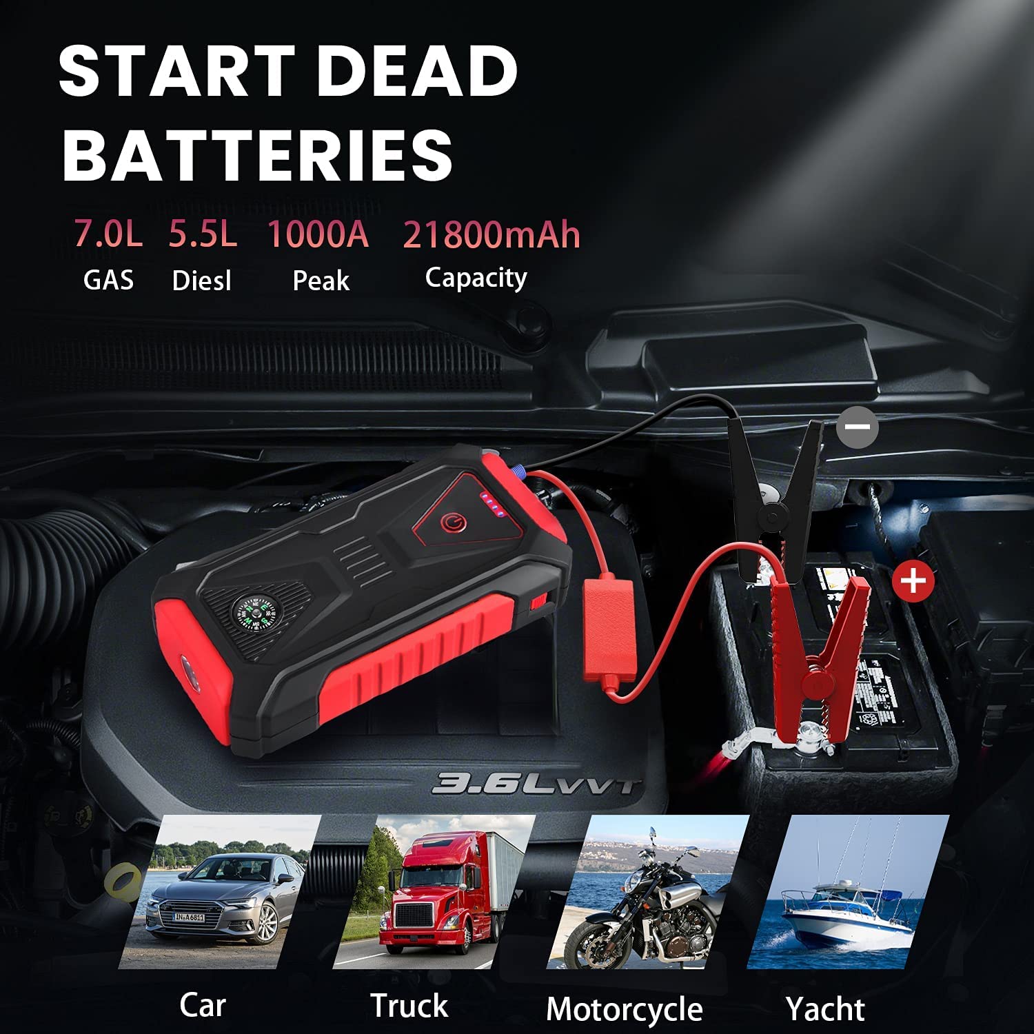 Automobilio užvedėjas su power bank funkcija JUMP STARTER 28000 mAh