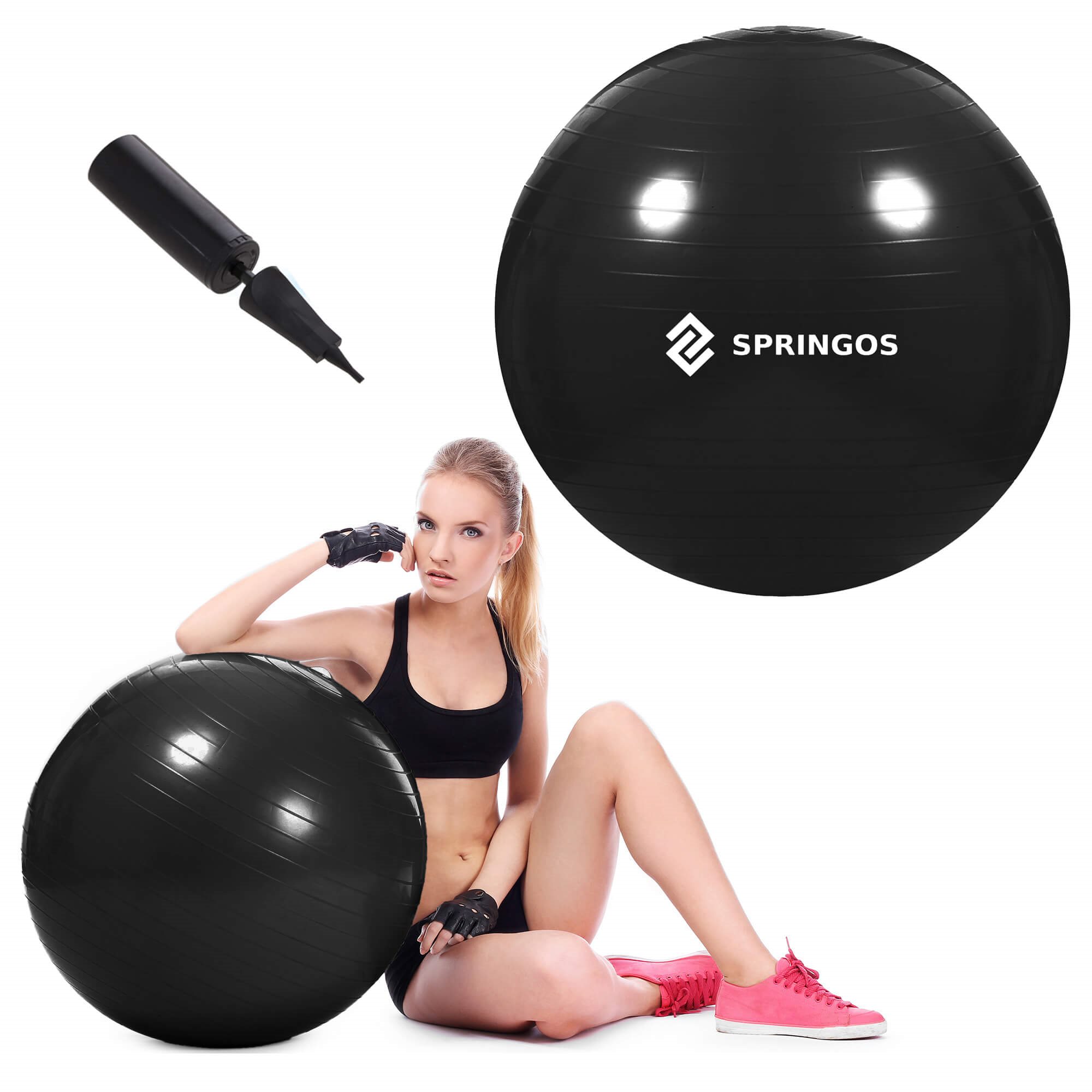 Springos fitneso kamuolys FB0015 85 cm su pompa juodas