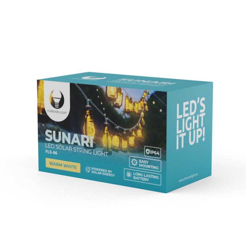 SUNARI saulės lemputės  LED FLS-86 30LED 6,5m 600mAh Li-Ion ever Light