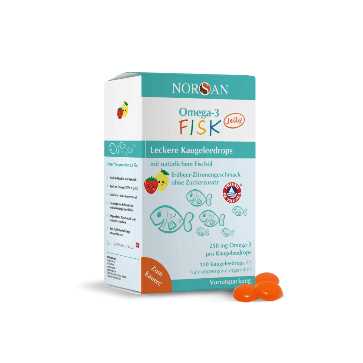 Norsan Omega-3 FISK Jelly, želatininės pastilės, 120 vnt.