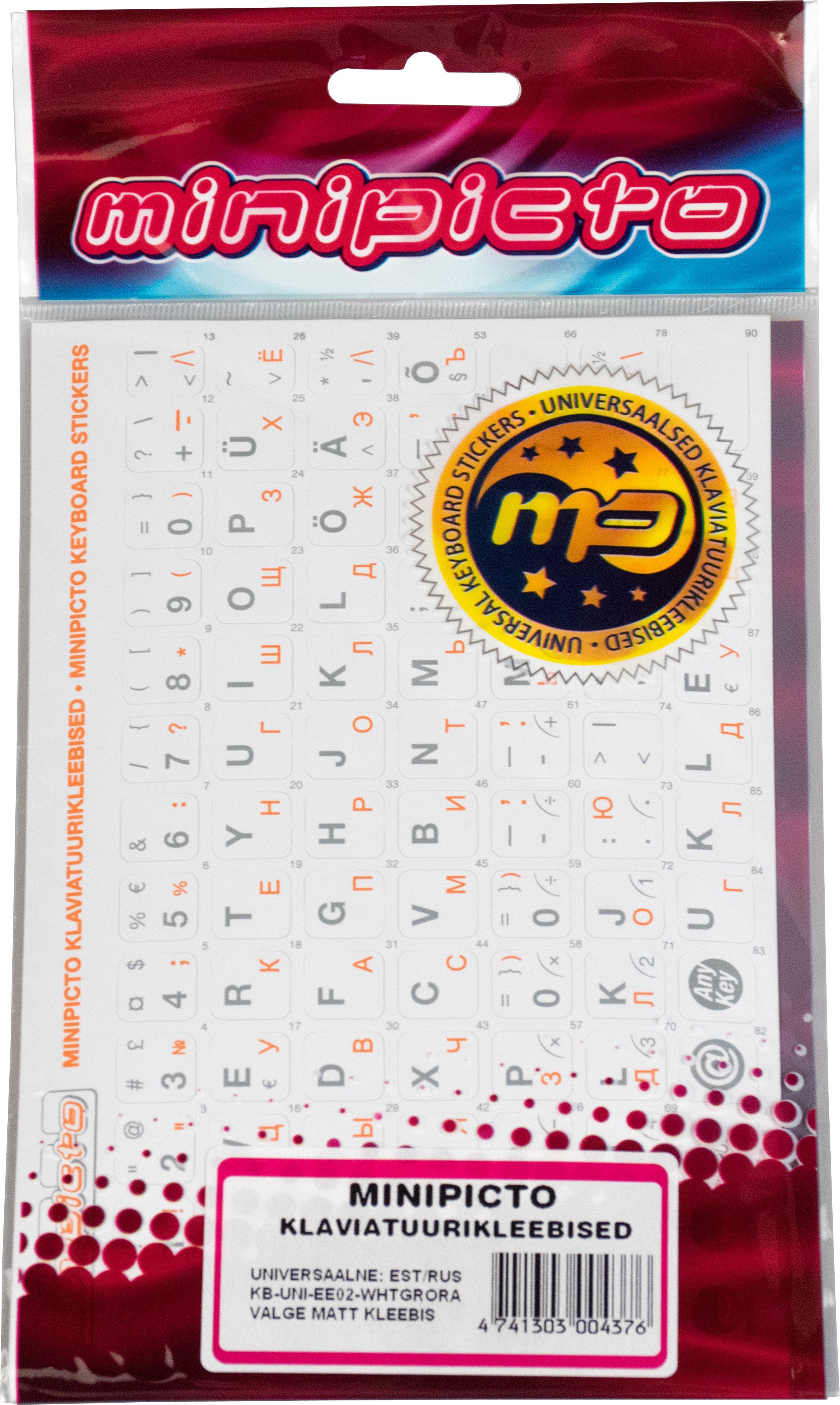 Minipicto keyboard sticker EST/RUS KB-UNI-EE02-WHTGRORA