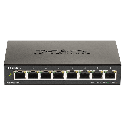 D-Link | Smart Gigabit Ethernet Switch | DGS-1100-08V2 | Managed | Desktop | Power supply type External | 24 month(s)|DGS-1100-08V2/E