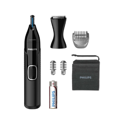 Philips Nose and ear trimmer NT5650/16 100% waterproof, AA-battery included, , precision comb, 2 eyebrow combs 3mm/5mm, on/off button, black|NT5650/16