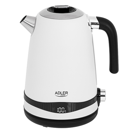 Adler | Kettle | AD 1295w | Electric | 2200 W | 1.7 L | Stainless steel | 360° rotational base | White|AD 1295w