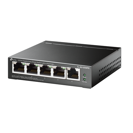 TP-LINK | 5-Port Gigabit Easy Smart Switch with 4-Port PoE+ | TL-SG105MPE | Managed L2 | Desktop | 60 month(s)|TL-SG105MPE