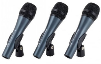 SENNHEISER 3PACK E835, MICROPHONE SET WITH 3X E 835, VOCAL MICROPHONE, DYNAMIC, CARDIOID, INCLUDING MICROPHONE BRACKET AND CASES|506666