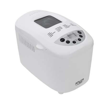 Adler | Bread maker | AD 6019 | Power 850 W | Number of programs 15 | Display LCD | White|AD 6019