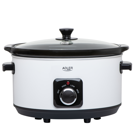 Adler | Slow Cooker | AD 6413w | 290 W | 5.8 L | Number of programs 3 | White|AD 6413 white