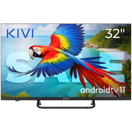 32", Black, HD 2k, Android TV 11, Black, 1920x1080, 60 Hz, AV1, Sound 2x8W, 26 kWh/1000h, Energy E, WiFi5G, BT5.1, 3xHDMI, 2xUSB, Blue Remote, Central stand, 24 months|32F760QB