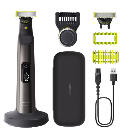 Philips OneBlade Pro Face and Body QP6652/61, 20-length precision comb, Wet and Dry use, LED digital display|QP6652/61