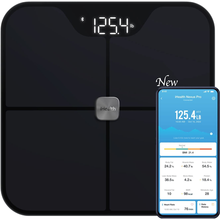 iHealth | Wireless Body Composition Scale | Nexus Pro | Maximum weight (capacity) 181 kg | Body Mass Index (BMI) measuring | Black|HS2SPRO