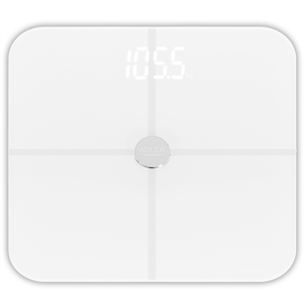 Adler Smart Bathroom Scale | AD 8187 | Maximum weight (capacity) 180 kg | Accuracy 100 g | Body Mass Index (BMI) measuring | White|AD 8187 White