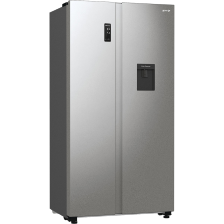 Gorenje Refrigerator | NRR9185EAXLWD | Energy efficiency class E | Free standing | Side by side | Height 178.6 cm | No Frost system | Fridge net capacity 355 L | Freezer net capacity 192 L | Display | 38 dB | Grey|NRR9185EAXLWD