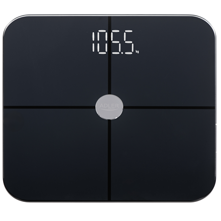 Adler Smart Bathroom Scale | AD 8187 | Maximum weight (capacity) 180 kg | Accuracy 100 g | Body Mass Index (BMI) measuring | Black|AD 8187 Black