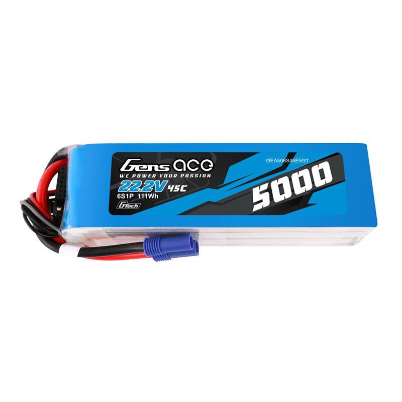 LiPo Gens ace G-Tech 5000mAh 22.2V 45C 6S1P akumuliatorius su EC5 kištuku