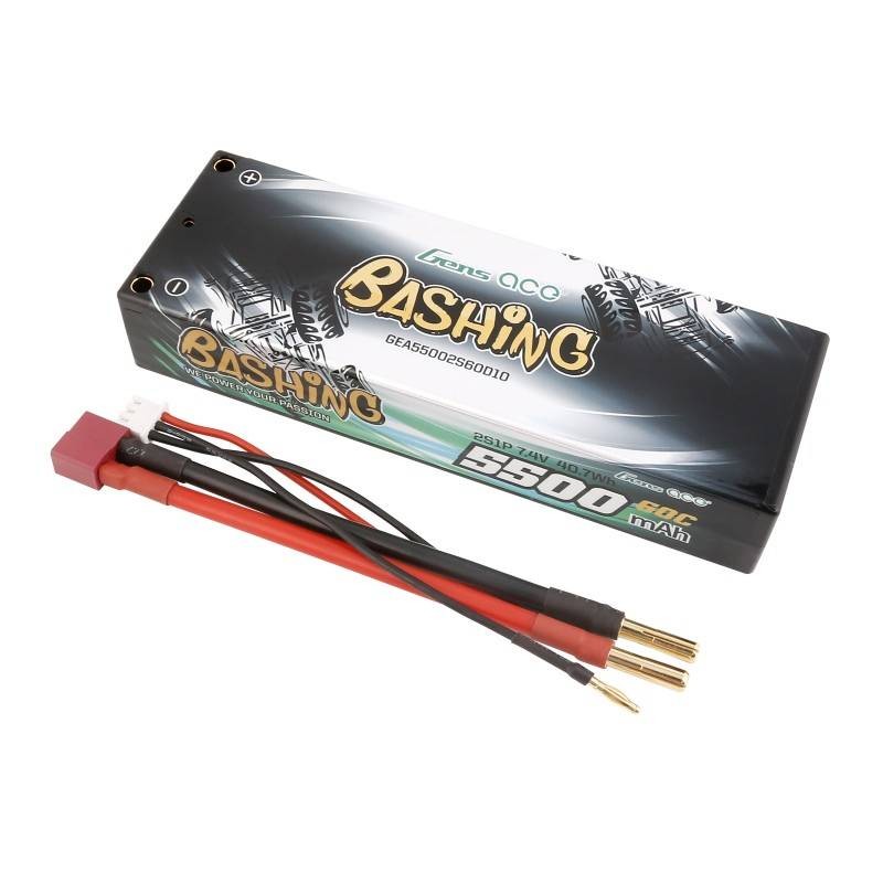 Akumuliatorius Lipo Gens ace 5500mAh 2S 7.4V 7.4V 60C HardCase RC 10- automobilis z T-plug