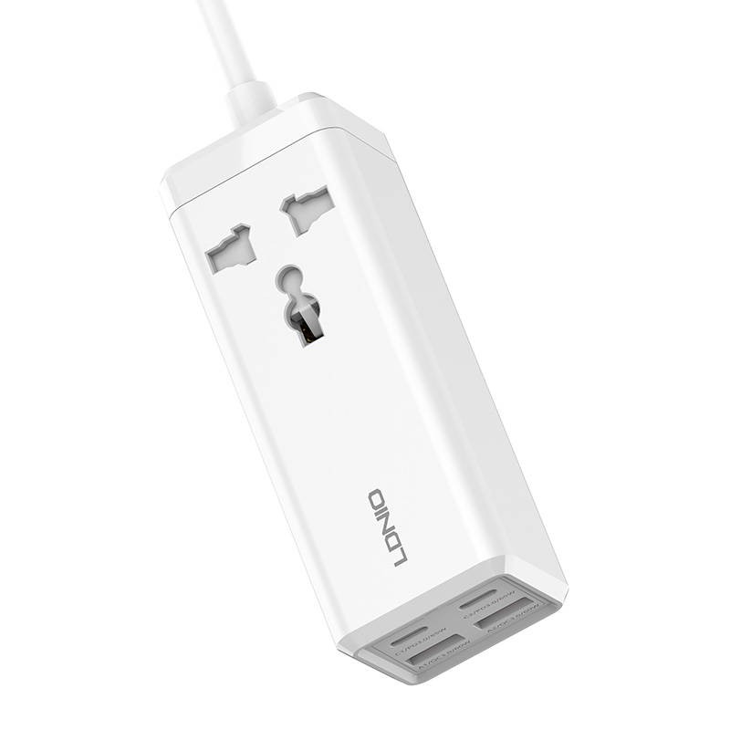 Maitinimo juosta su 1 kintamosios srovės lizdu, 2x USB, 2x USB-C LDNIO SC1418, EU/US, 2500 W (balta)