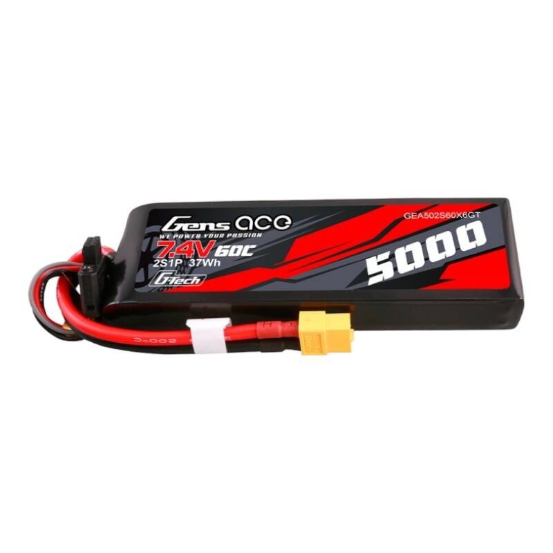 Gens ace G-Tech 5000mAh 7.4V 60C 2S1P Lipo PC medžiagos korpusas su XT60 kištuku