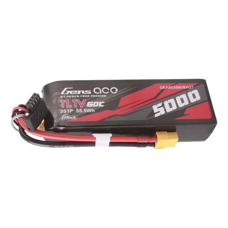 Gens ace G-Tech 5000mAh 11.1V 60C 3S1P trumpo dydžio lipo su XT60 kištuku