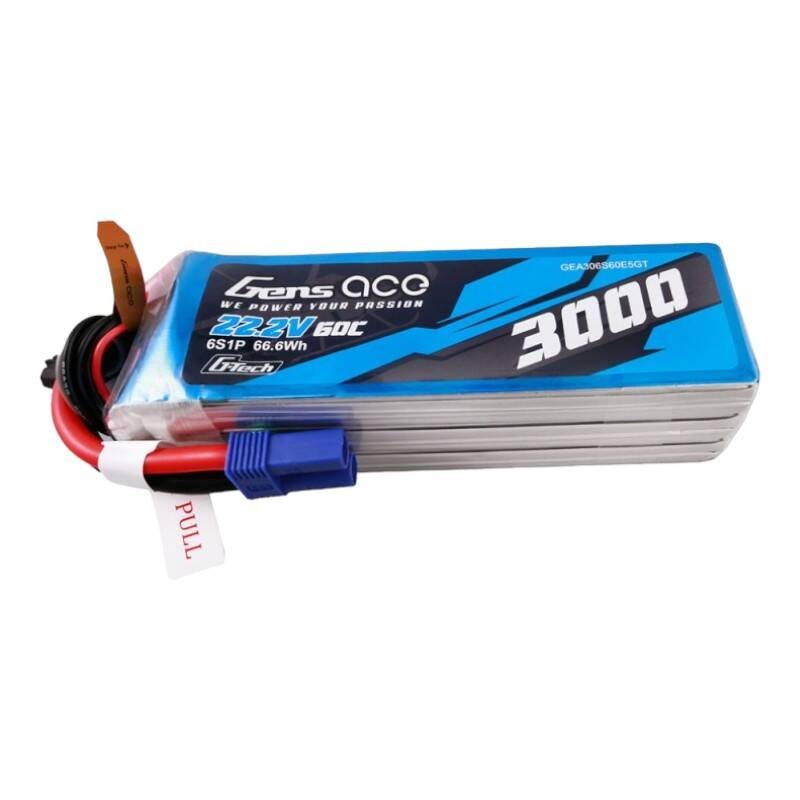 Gens ace G-Tech 3000mAh 22.2V 60C 6S1P Lipo akumuliatorius su EC5 kištuku