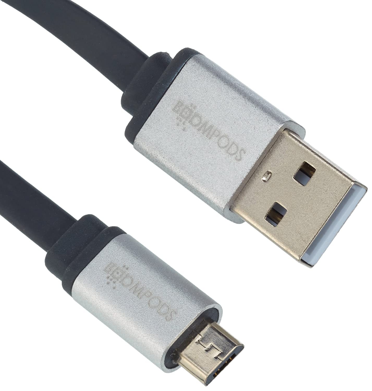 Boompods Flatline Micro USB / USB kabelis – juodas 1M