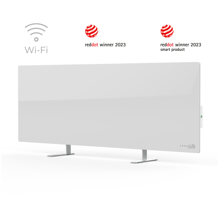 AENO Premium Eco Smart Heater, 700W, Tempered glass, Infrared+convection heating type, Plug type: Europe (E/F type), WHITE|AGH0001S