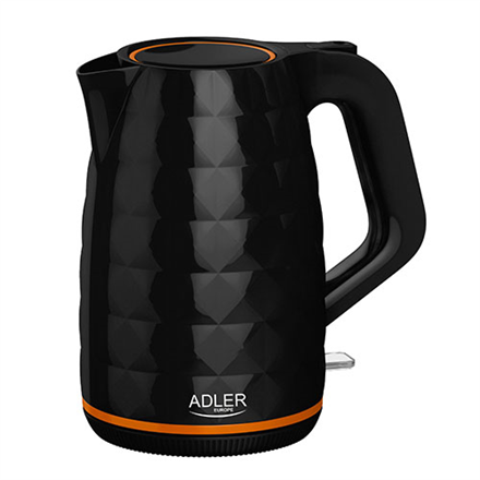 Adler | Kettle | AD 1277 | Standard | 2200 W | 1.7 L | Plastic | 360° rotational base | Black|AD 1277 Black