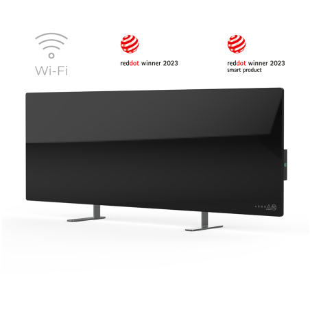 AENO Premium Eco Smart Heater, 700W, Tempered glass, Infrared+convection heating type, Plug type: Europe (E/F type), BLACK|AGH0002S