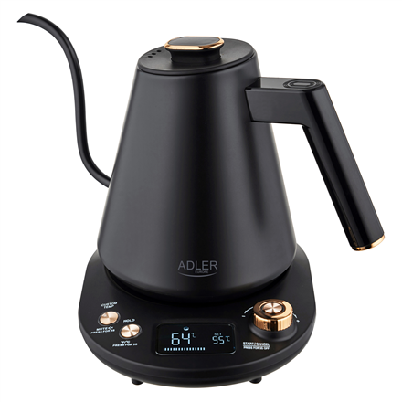 Adler Kettle | AD 1349 | Electric | 1100 W | 1 L | Stainless steel | 360° rotational base | Black/Gold|AD 1349