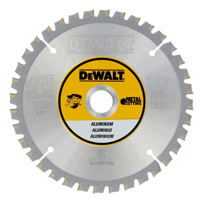 DT1911-QZ DEWALT pjūklo diskas.165x20mmx36z ALUMINIUMAS %%%