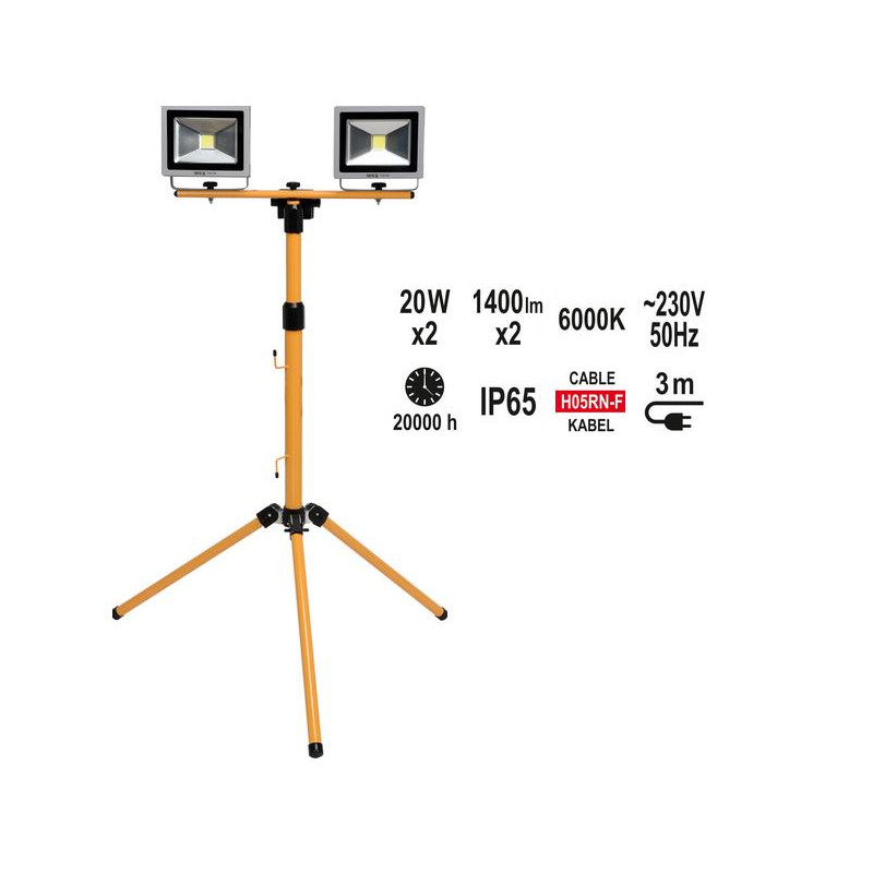 YT-81789 YATO LED SUBFLEKTORIUS COB 2 x 20W, 1400LM + STOVAS