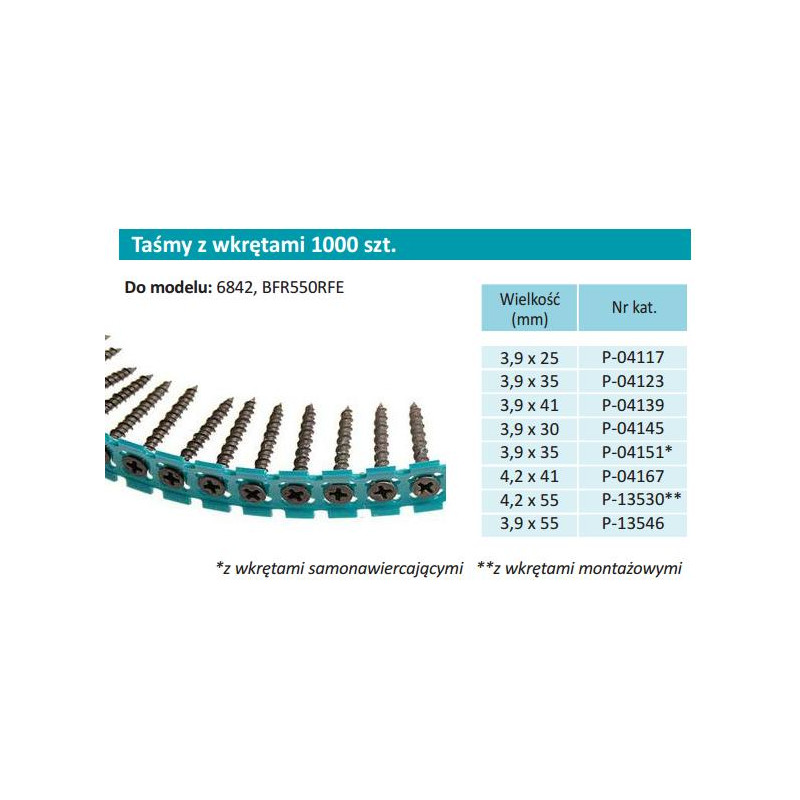 P-04139 Medienos varžtų juosta 3.9x41mm/1000vnt.