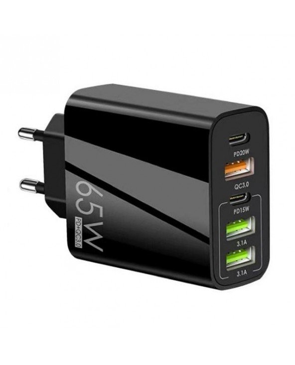 65 W USB tipo C įkroviklis USB greito įkrovimo 3.0 5 prievadų mobiliojo telefono greito PD įkroviklio adapteris