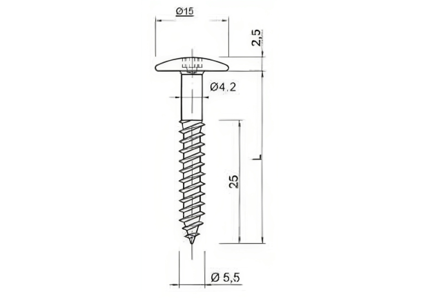 Sraigtas 5.5x35 UNI-SCREW, 8mm, TE40