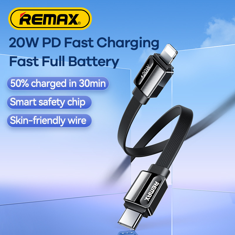 Remax Platinum Pro serijos 20W PD greitojo įkrovimo duomenų kabelis RC-C050 (Type C- iPhone): Spalva - Juoda