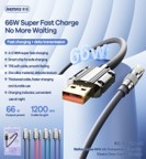 REMAX Wefon 66W serijos suderinamas cinko lydinio elastinis duomenų perdavimo kabelis su apšvietimu RC-C052 (USB - Type C): Spalva - Tamsiai pilka