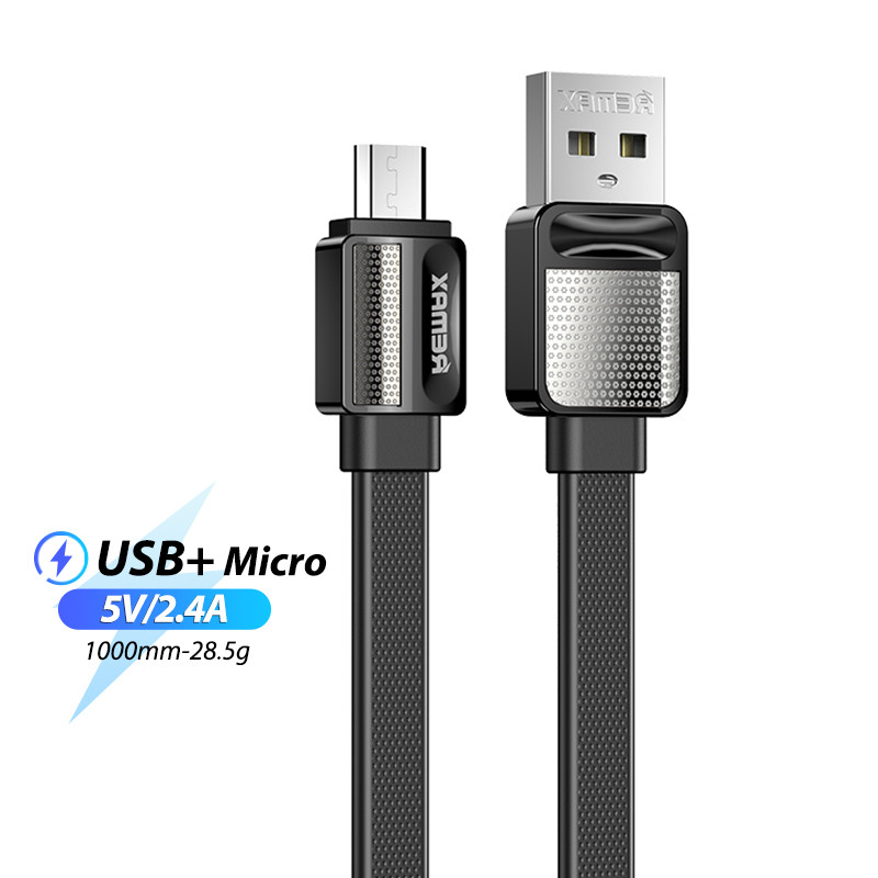 REMAX Platinum Pro serijos 2.4A duomenų kabelis RC-154m (USB - Micro): Spalva - Juoda