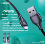 REMAX Lesu Pro serijos 2.1A duomenų perdavimo kabelis RC-160i  (USB- iPhone): Spalva - Juoda