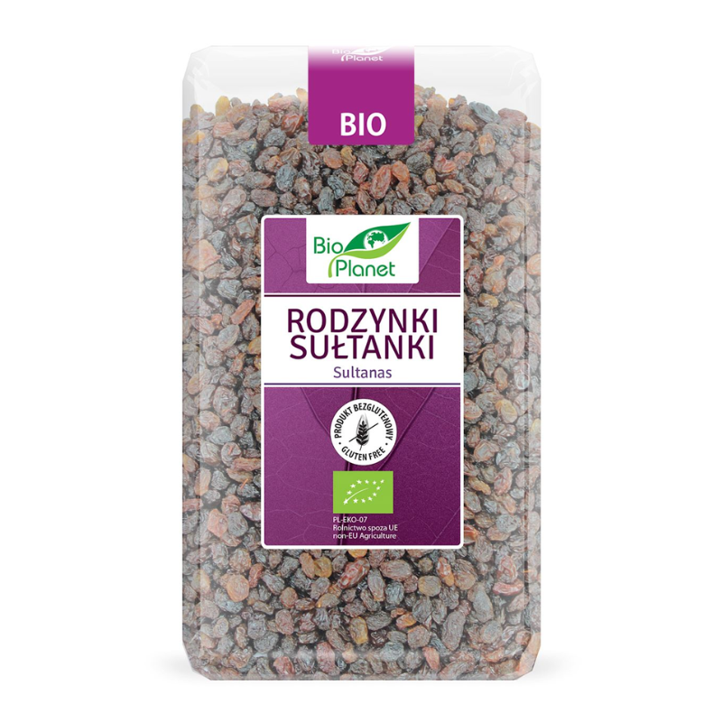 Ekologiškos džiovintos razinos Sultana (be glitimo) BIO PLANET, 1 kg
