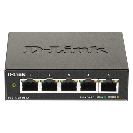 D-Link | Smart Managed Switch | DGS-1100-05V2/E | Managed L2 | Rackmountable | Gigabit Ethernet (copper) ports quantity 5|DGS-1100-05V2/E