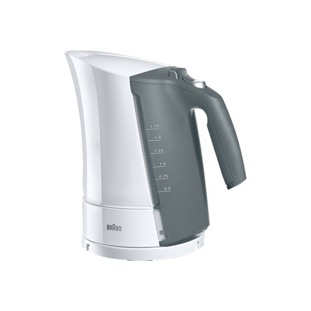 Braun | Kettle | WK500 MultiQuick 5 | Standard | 3000 W | 1.7 L | Plastic | 360° rotational base | White/Grey|WK500WH