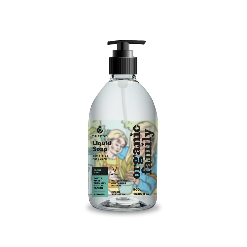 Purenn organic family Fragrance-Free Liquid Soap, 500 ml