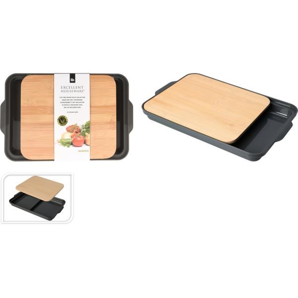 Lentelė pjaustymui su padėklu 37x24x3,5cm Bamboo