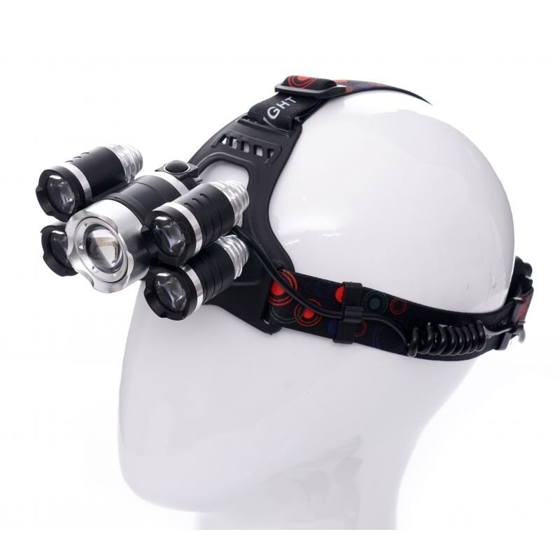 Prožektorius 1xT6LED+4xQ5LED ant galvos, įkraunamas KD1248